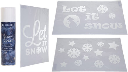 Huis kerstversiering 3x verschillende raamsjablonen met 150 ml spuitsneeuw - Raam decoraties set