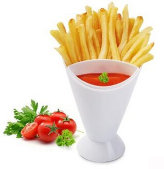Huis Keuken Aardappel Tool Servies 2 In 1 Franse Fry Cone Met Dompelen Cup Eenvoudige En Praktische