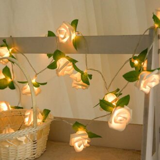 Huis Tuin LED Rose Verlichting Strings Gordijn Decoratie Verlichting Snaar Lamp Party Decor Met 20 LED Kralen Bloem Lampen geel