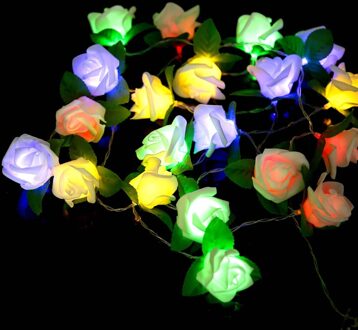 Huis Tuin LED Rose Verlichting Strings Gordijn Decoratie Verlichting Snaar Lamp Party Decor Met 20 LED Kralen Bloem Lampen RGB