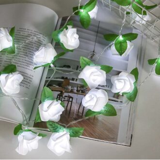 Huis Tuin LED Rose Verlichting Strings Gordijn Decoratie Verlichting Snaar Lamp Party Decor Met 20 LED Kralen Bloem Lampen wit