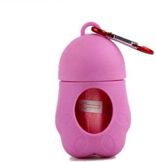 Huisdier Afvalzak Dispenser Voor Hond Afval Tas Houder-Plastic Vuilniszak Dispenser Carrier Case Hond Huisdier Chihuahua Opslag doos rosa