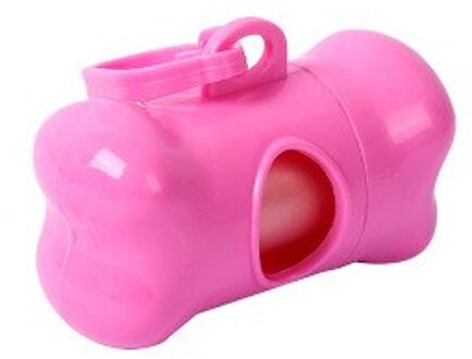 Huisdier Afvalzak Dispenser Voor Hond Afval Tas Houder Plastic Vuilniszak Dispenser Carrier Case Hond Pet Met 1 Roll afval Kak Tassen Roze