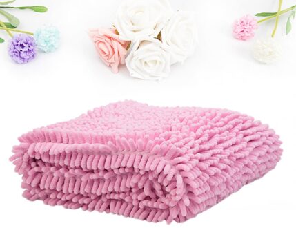 Huisdier Chenille Handdoek Hond Wateropname Handdoek Hond Chenille Douche Handdoek (Paars) roze