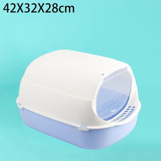 Huisdier Deodorant Kattenbak Volledig Gesloten Zandbak Huisdier Kitten Plastic Schoon Wastafel Ondersteek Indoor Puppy Kitten Anti Splash Wc blauw