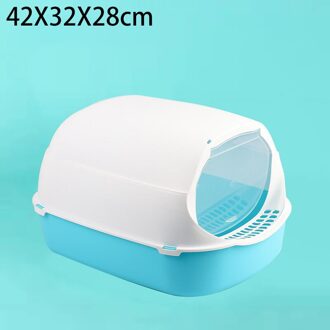 Huisdier Deodorant Kattenbak Volledig Gesloten Zandbak Huisdier Kitten Plastic Schoon Wastafel Ondersteek Indoor Puppy Kitten Anti Splash Wc meer blauw