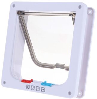 Huisdier Deur 4 Way Afsluitbare Hond Kat Kitten Deur Beveiliging Flap Deur Abs Plastic S/M/L Dier kleine Kat Hond Poort Deur Dierbenodigdheden wit / 19.2x20x2.2cm