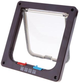 Huisdier Deur 4 Way Afsluitbare Honden Kat Beveiliging Flap Deur Kitten Puppy Huisdieren Plastic Gate S/M/L kleine Dier Kat Hond Deur bruin / 19.2x20x2.2cm