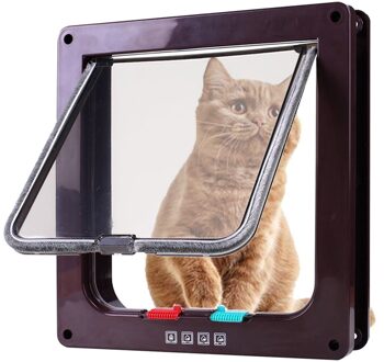 Huisdier Deur Frame Afsluitbare Hond Poort Kitten Kat Flap Deur Beveiliging Dierbenodigdheden koffie M