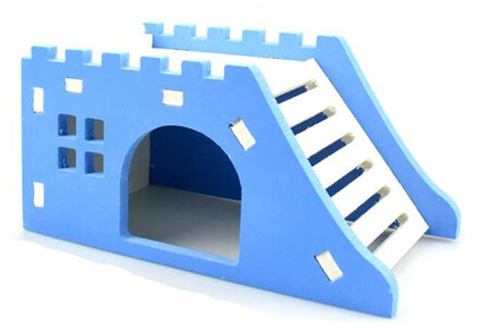 Huisdier Egel Kasteel Speelgoed Huisdier Huis Bekijken Dek Ladder Huisdier Producten 1 Pc Hamster Huis Hamster Nest Houten Blauw