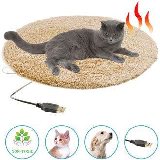 Huisdier Elektrische Verwarming Deken Usb Winter Warme Zachte Pluche Hond Kat Verwarming Mat Bed Mat Met Geïsoleerde Waterdichte Lederen Laag kort plush bruin