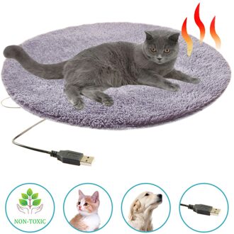 Huisdier Elektrische Verwarming Deken Usb Winter Warme Zachte Pluche Hond Kat Verwarming Mat Bed Mat Met Geïsoleerde Waterdichte Lederen Laag kort plush grijs
