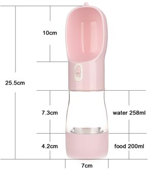 Huisdier Fles Hond Water Feeder Kom Draagbare Water Voedsel Fles Huisdieren Outdoor Reizen Drinken Hond Kommen Water Kom Voor Honden roze