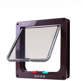 Huisdier Gate Houden Hond Off Meubels Kat Flap Deur Met 4 Way Locking Security Lock Flap Gate Weerbestendig Honden Katten pet Puppy Kitten bruin / S 19.7X19X2cm