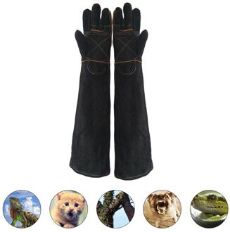 Huisdier Handschoenen Bijtvast Handschoenen Twee-Layer Lederen Ondersteuning Pad Hond Kat Cutting-Proof Anti-Doorn huisdier Handschoenen Huisdier Handling Handschoenen 38cm / zwart