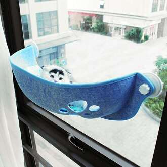 Huisdier Hangmat Bedden Lager 20Kg Kat Venster Lounger Zuig Hangmat Huisdier Kat Venster Plank Comfortabele Kat-fret Pet Bed blauw