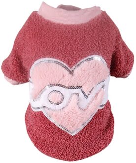 Huisdier Herfst En Winter Fleece Warm 2-legged Kleding Verdikking Kostuum Kleine Honden Koud weer Liefde Hart Sweatshirt