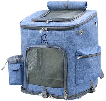 Huisdier Hond Kat Rugzak Outdoor Reizen Kat Carrier Dubbele Schoudertas Pet Puppy Carrier Draagtassen Ademend Draagtas Huisdieren Blauw