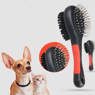 Huisdier Huisdier Zwarte Dubbelzijdige Bad Borstel Hond Kat Kam Huisdier Gezichten Bont Grooming Tool Voor Lange & Korte Haar honden Puppy 2 Maten 21.5X6.5cm