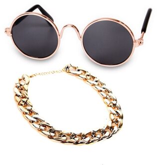 Huisdier Kat Bril Set Bescherming Puppy Hond Bril Ketting Strohoed Tie Huisdier Producten Voor Honden Kitty Cats Eye- zonnebril Dragen 2 stuk reeks