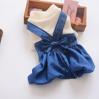 Huisdier Kat En Hond Lente En Zomer Boog Denim Rok Set Katoen Broek Prinses Rok Partij X8 XS
