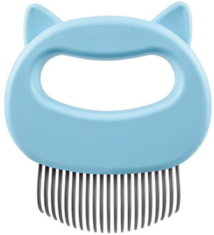 Huisdier Kat Grooming Massage Borstel Met Shell Vormige Handvat Haar Remover Pet Grooming Massage Tool blauw