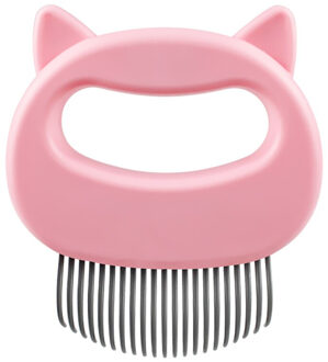 Huisdier Kat Grooming Massage Borstel Met Shell Vormige Handvat Haar Remover Pet Grooming Massage Tool roze
