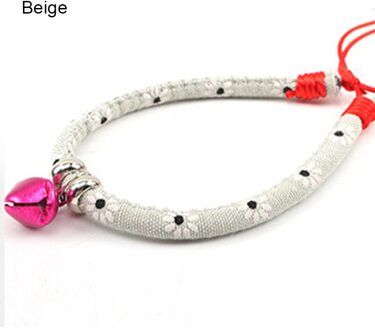 Huisdier Kat Hond Kraag Katoen Stof Mooie Handgemaakte Bel Japanse Stijl Huisdier Kraag Voor Kitten Wxv beige