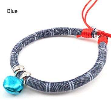 Huisdier Kat Hond Kraag Katoen Stof Mooie Handgemaakte Bel Japanse Stijl Huisdier Kraag Voor Kitten Wxv blauw