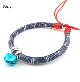 Huisdier Kat Hond Kraag Katoen Stof Mooie Handgemaakte Bel Japanse Stijl Huisdier Kraag Voor Kitten Wxv grijs