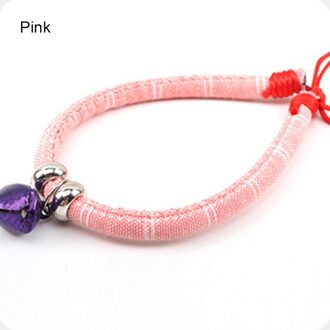 Huisdier Kat Hond Kraag Katoen Stof Mooie Handgemaakte Bel Japanse Stijl Huisdier Kraag Voor Kitten Wxv roze