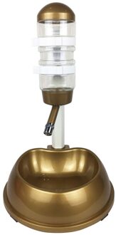 Huisdier Kat Hond Water Drinker Dispenser Voedsel Stand Feeder Schotel Hefbare Water Fles Automatische Fontein Drinker goud