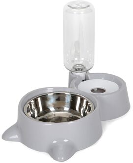 Huisdier Kat Hond Water Voedsel Feeder Automatische Dispenser 1.8L Bubble Container Roestvrijstalen Kom Voor Drinken Eten Verkoop 8-grijs