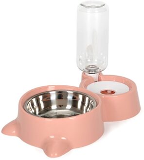 Huisdier Kat Hond Water Voedsel Feeder Automatische Dispenser 1.8L Bubble Container Roestvrijstalen Kom Voor Drinken Eten Verkoop 8-roze