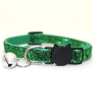 Huisdier Kat Hoofd Veiligheid Gesp Hond Kleine Hond Patch Doek Bell Lovertjes Kraag Gold Lente Ui Fluwelen Lint groen