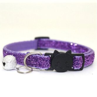 Huisdier Kat Hoofd Veiligheid Gesp Hond Kleine Hond Patch Doek Bell Lovertjes Kraag Gold Lente Ui Fluwelen Lint paars