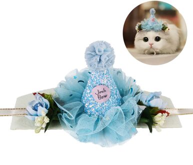 Huisdier Kat Jurk Up Kant Hoofd Accessoires Huisdier Hoofdband Kant Bloem Hoed Kat Hoofdband Kat Hoofdtooi Pet Kostuum Voor Kitten lucht blauw