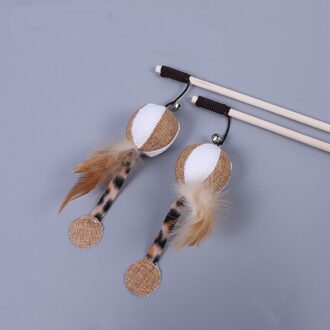 Huisdier Kat Teaser Speelgoed Veer Linnen Wand Cat Catcher Teaser Stok Kat Interactief Speelgoed Houten Staaf Muis Speelgoed Met Mini bell 4
