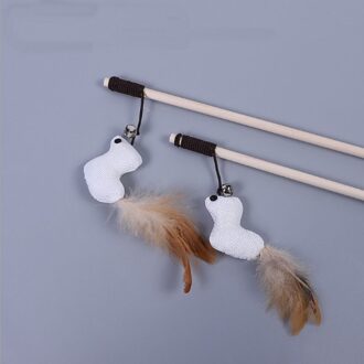 Huisdier Kat Teaser Speelgoed Veer Linnen Wand Cat Catcher Teaser Stok Kat Interactief Speelgoed Houten Staaf Muis Speelgoed Met Mini bell 5