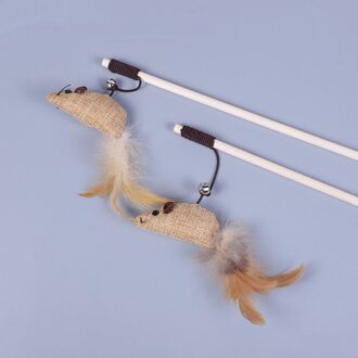 Huisdier Kat Teaser Speelgoed Veer Linnen Wand Cat Catcher Teaser Stok Kat Interactief Speelgoed Houten Staaf Muis Speelgoed Met Mini bell 8