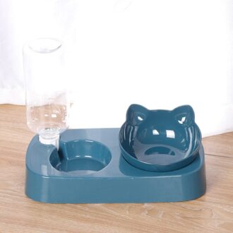 Huisdier Kat Verhoogde Bowls Duurzaam Dubbele Kat Hond Kommen Verhoogde Stand Kat Voeden & Watering Supplies Hond Feeder Dierbenodigdheden blauw
