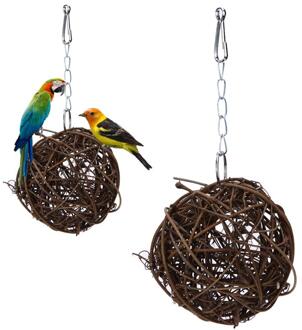 Huisdier Kauwen Speelgoed Papegaai Vogel Bijten Speelgoed Vogel Tak Rotan Ballen Kooien Kaketoe Parkiet Valkparkiet Swing Spelen Speelgoed Birdcage