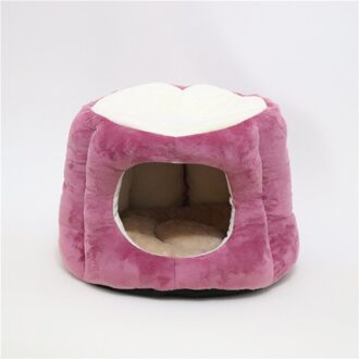 Huisdier Kennel Ronde Stump Vorm Type Warm Pluche Prinses Kat Kussen Kennel Sofa Met Kussen Puppy Huis Slaapzak Hond bed paars / M 50x43x30cm