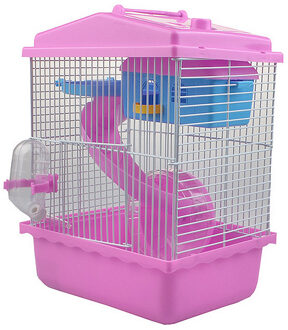 Huisdier Kooi Hamster Hamster Huisje Transparant Dakraam Dubbele Laag Luxe Huis Draagbare Muizen Thuis Habitat Decoratie roze