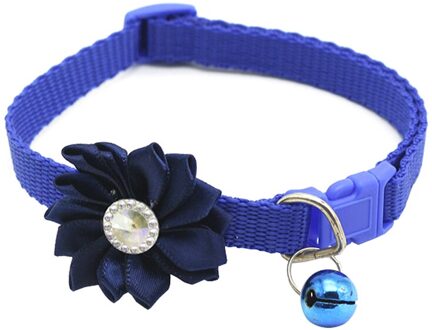 Huisdier Kraag Kleurrijke Bloem Klokken Kristal Honden Katten Halsbanden Dragen Gesp Ketting Voor Thuis Hond Honden Huisdier Decoratie Verstelbare donker blauw
