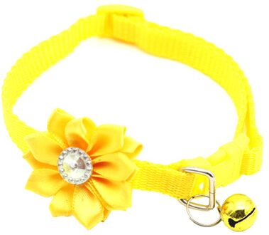 Huisdier Kraag Kleurrijke Bloem Klokken Kristal Honden Katten Halsbanden Dragen Gesp Ketting Voor Thuis Hond Honden Huisdier Decoratie Verstelbare geel