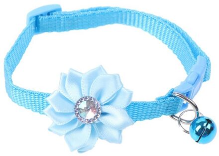Huisdier Kraag Kleurrijke Bloem Klokken Kristal Honden Katten Halsbanden Dragen Gesp Ketting Voor Thuis Hond Honden Huisdier Decoratie Verstelbare lucht blauw