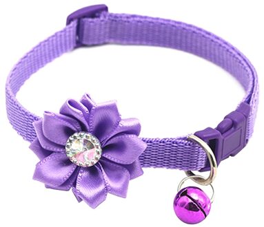 Huisdier Kraag Kleurrijke Bloem Klokken Kristal Honden Katten Halsbanden Dragen Gesp Ketting Voor Thuis Hond Honden Huisdier Decoratie Verstelbare paars