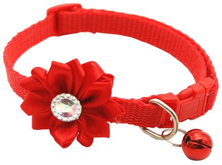 Huisdier Kraag Kleurrijke Bloem Klokken Kristal Honden Katten Halsbanden Dragen Gesp Ketting Voor Thuis Hond Honden Huisdier Decoratie Verstelbare rood