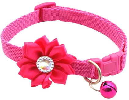 Huisdier Kraag Kleurrijke Bloem Klokken Kristal Honden Katten Halsbanden Dragen Gesp Ketting Voor Thuis Hond Honden Huisdier Decoratie Verstelbare roos rood